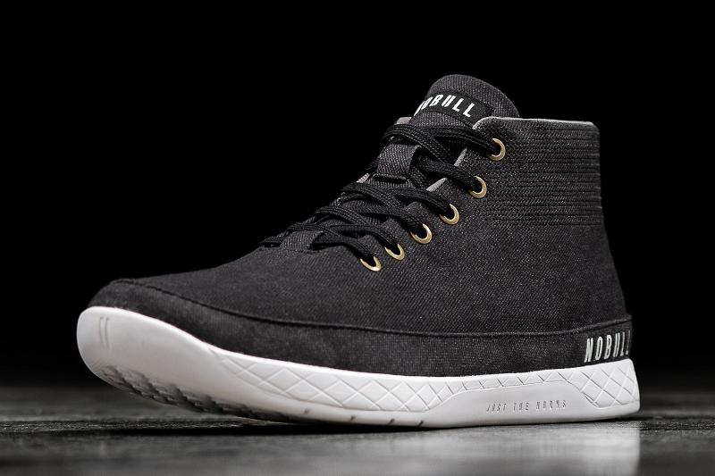 Black Nobull Denim Canvas Mid Men's Trainers | CA L1279I